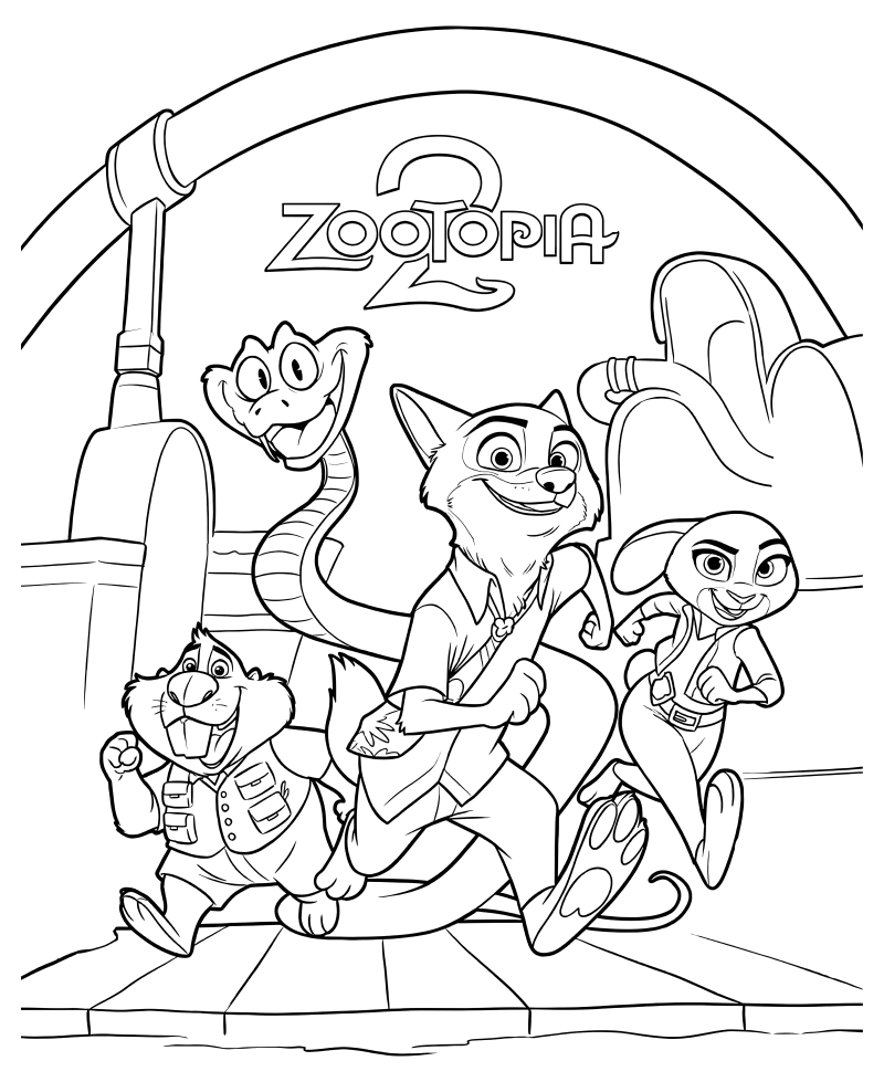 Раскраска - Зверополис 2 - Команда из 