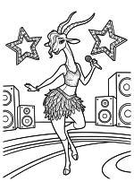 Раскраска - Зверополис 2 - Репетиция Газелле на сцене