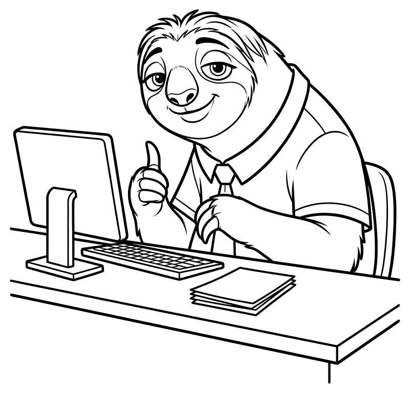 Раскраска - Зверополис 2 - Блиц за стойкой ГИБДД