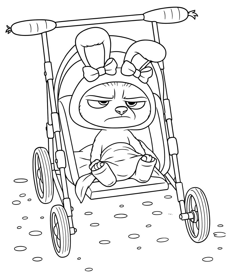 Раскраска - Зверополис 2 - Ворчливый малыш в коляске с кроликом