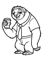 Раскраска - Зверополис 2 - Блиц держит кофе