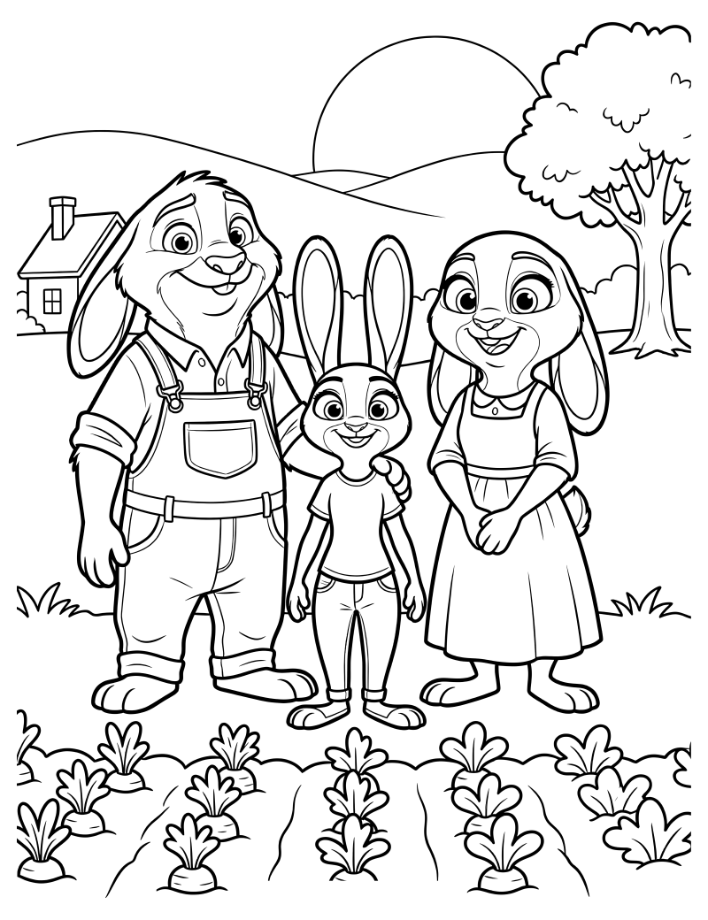 Раскраска - Зверополис 2 - В гостях у семьи Банниберроу