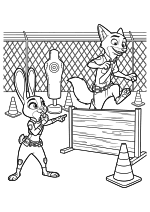 Раскраска - Зверополис 2 - Тренировочный день Джуди и Ника