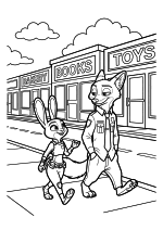 Раскраска - Зверополис 2 - Джуди и Ник патрулируют улицы