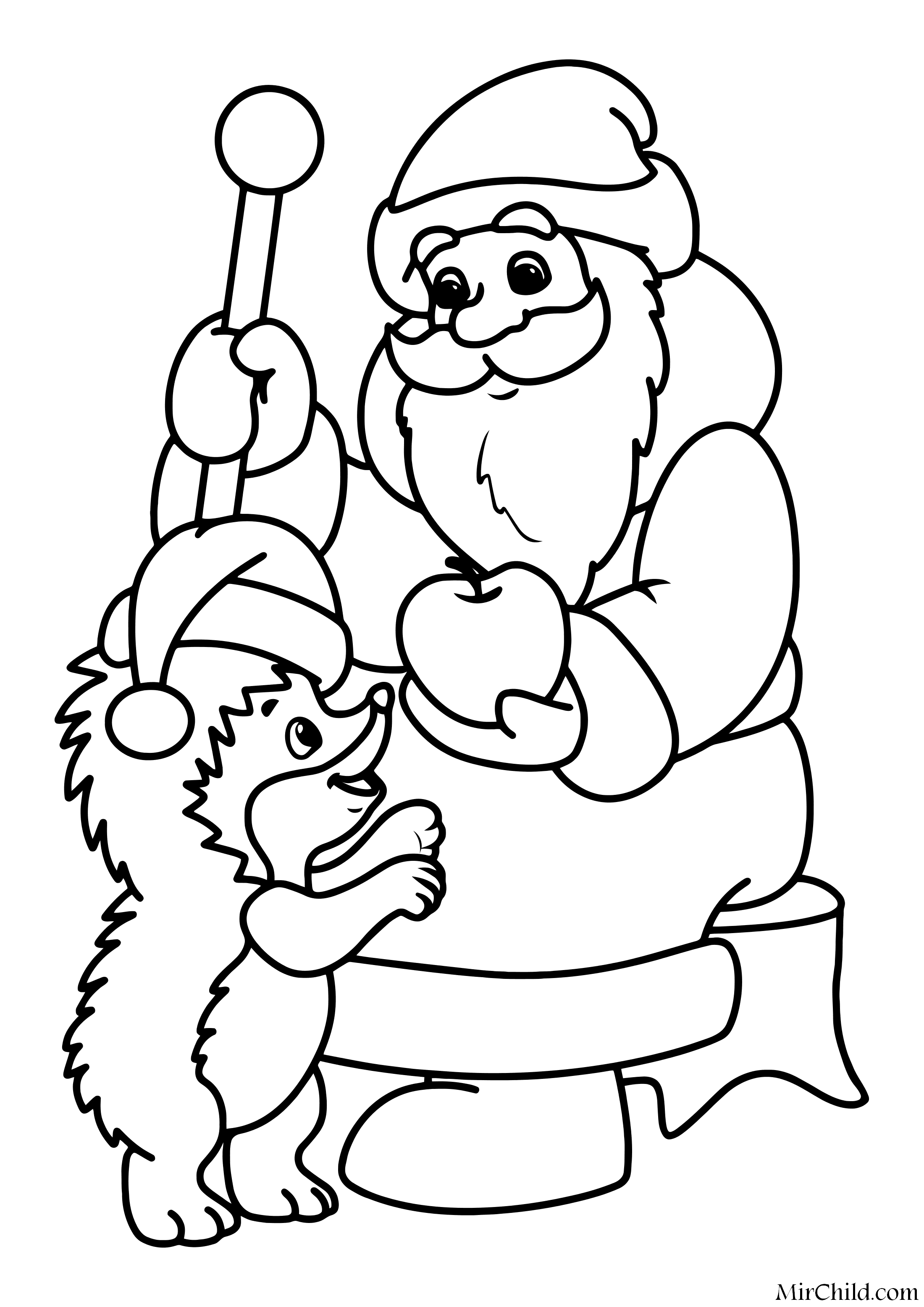 Распечатать раскраски для малышей с Дедом Морозом