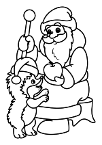 Раскраска - Новый год - Ёжик и Дед Мороз
