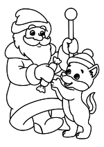 Раскраска - Новый год - Дед Мороз и Волчонок