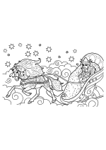 Раскраска - Новый год - Снегурочка в санях