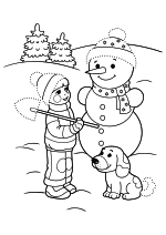 Девочка, снеговик и собака