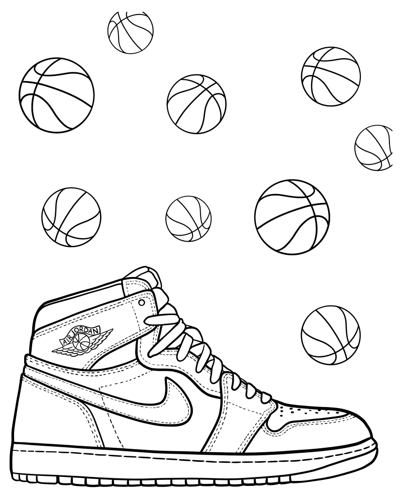 Раскраска - Баскетбол - Баскетбольная обувь Air Jordan