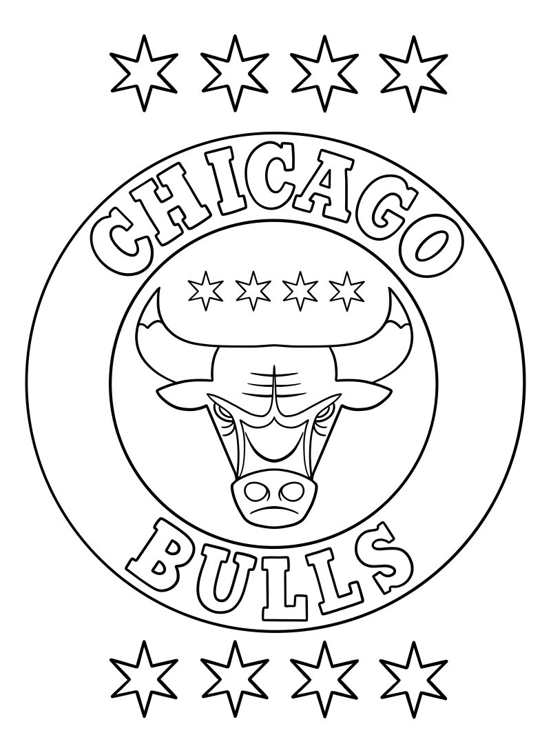 Раскраска - Баскетбол - Логотип НБА Chicago Bulls
