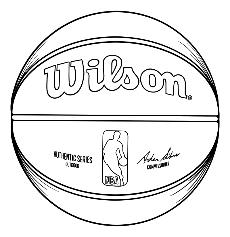 Раскраска - Баскетбол - Баскетбольный мяч НБА Wilson