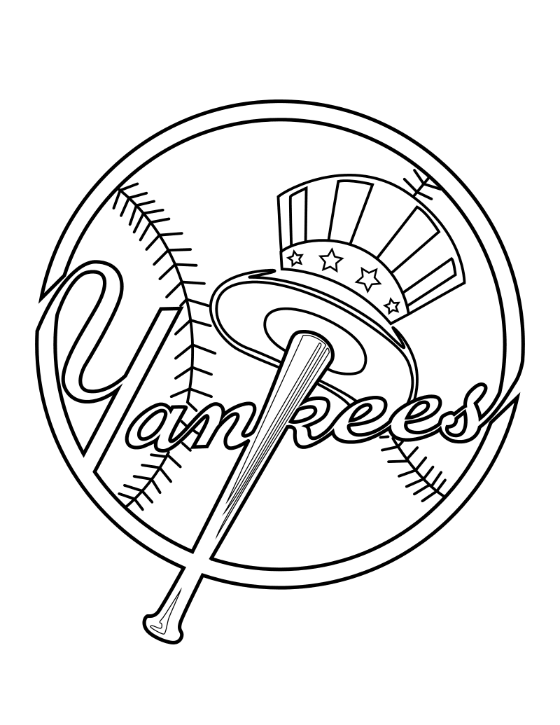 Раскраска - Бейсбол - Логотип бейсбольной команды New York Yankees
