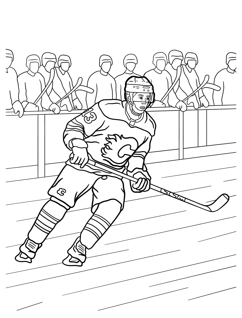 Раскраска - Хоккей - Джонни Годро из Calgary Flames