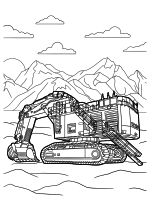 Раскраска - Экскаваторы - Карьерный экскаватор Komatsu