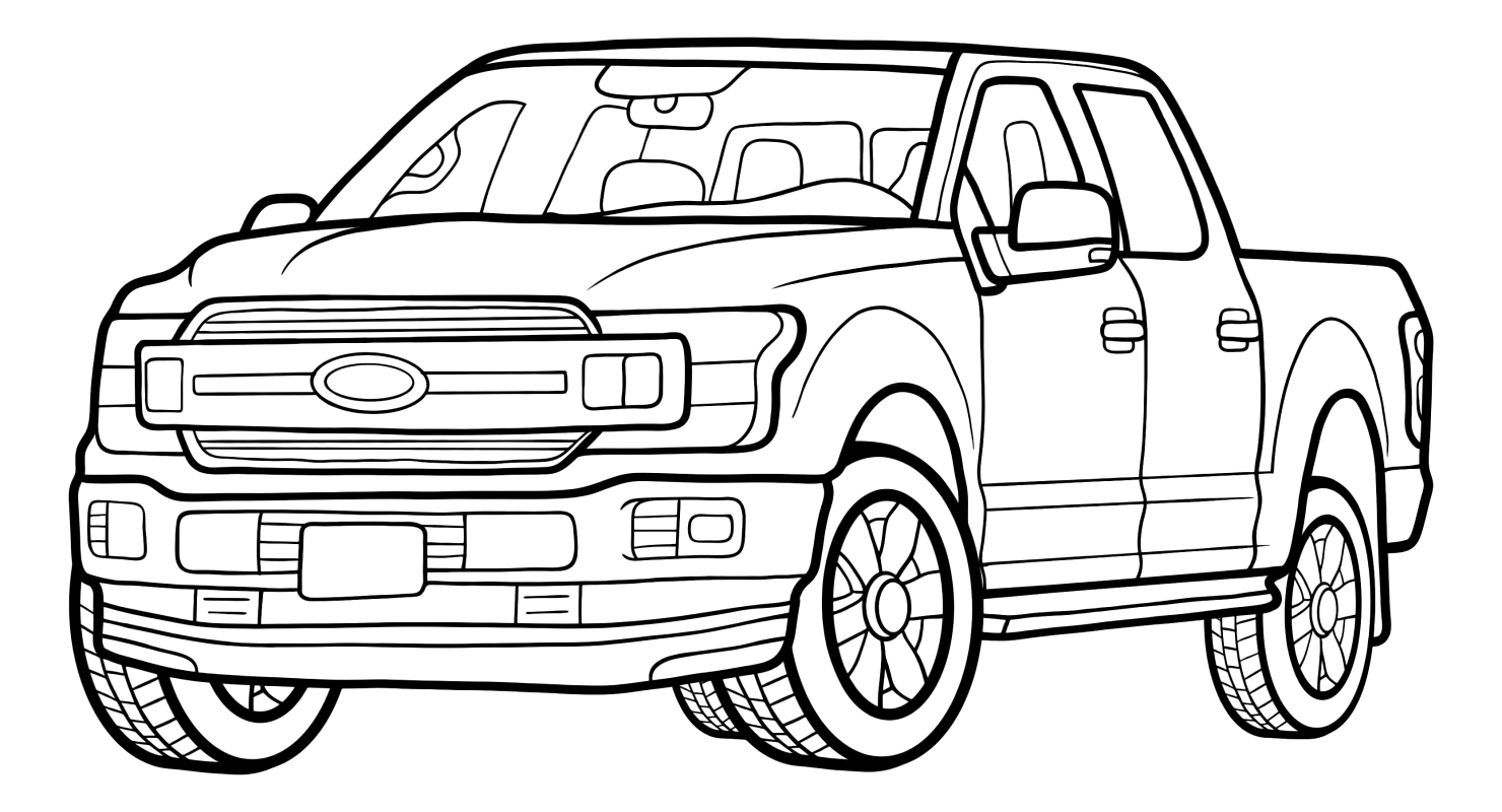 Раскраска - Грузовые автомобили - Детализированный пикап Ford