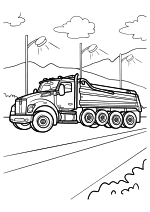 Раскраска - Грузовые автомобили - Самосвал MACK
