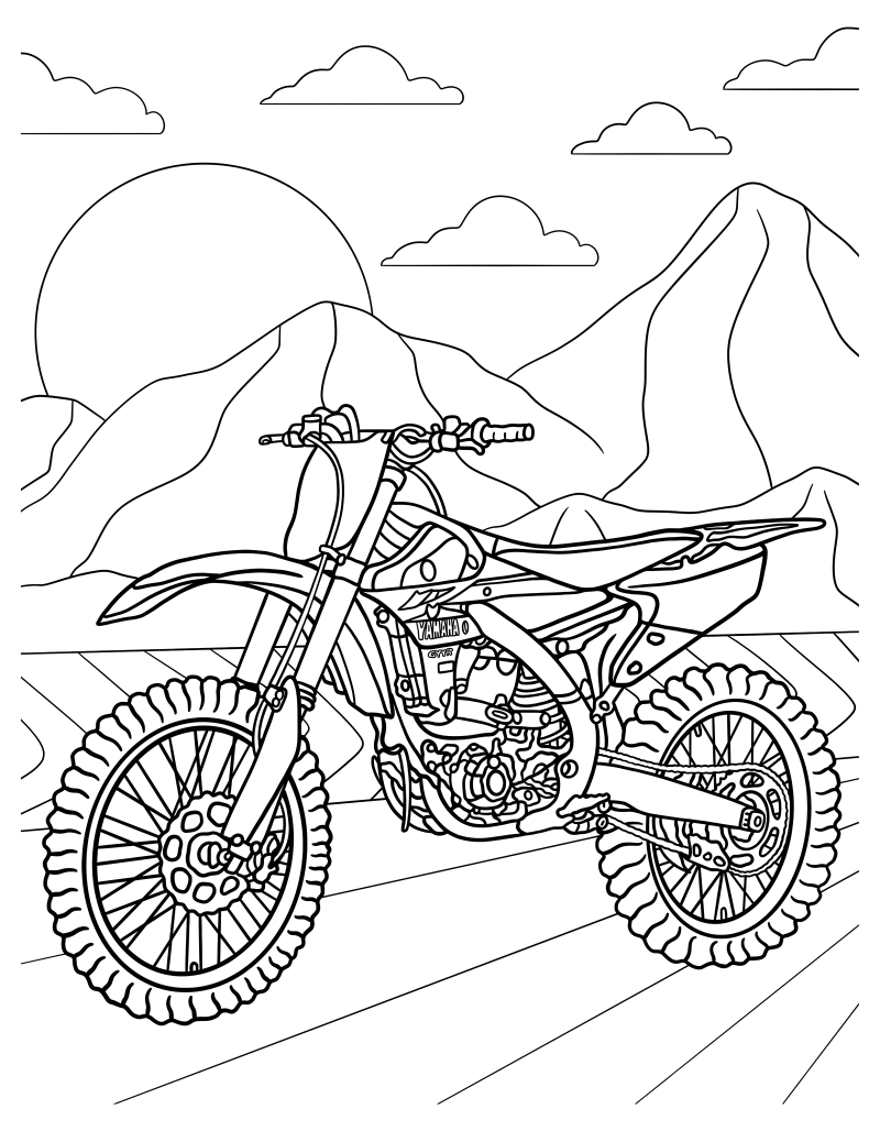 Раскраска - Кроссовые мотоциклы - Мотоцикл для мотокросса Yamaha YZ450F