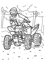 Раскраска - Квадроциклы - Мужчина за рулем квадроцикла Honda TRX