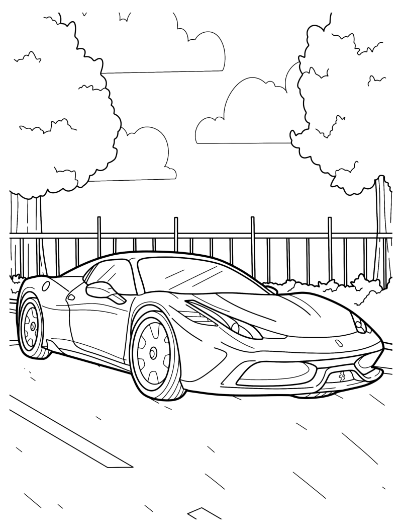 Раскраска - Легковые автомобили - Ferrari 458