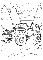 Раскраска - Легковые автомобили - Детализированный Jeep 4X4
