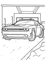 Раскраска - Легковые автомобили - Детализированный Dodge Challenger
