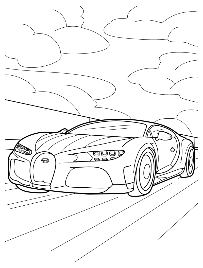 Раскраска - Легковые автомобили - Bugatti