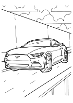 Раскраска - Легковые автомобили - Гоночный Ford Mustang