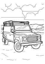 Раскраска - Легковые автомобили - Land Rover едет по бездорожью