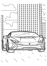 Раскраска - Легковые автомобили - Lamborghini едет по городу