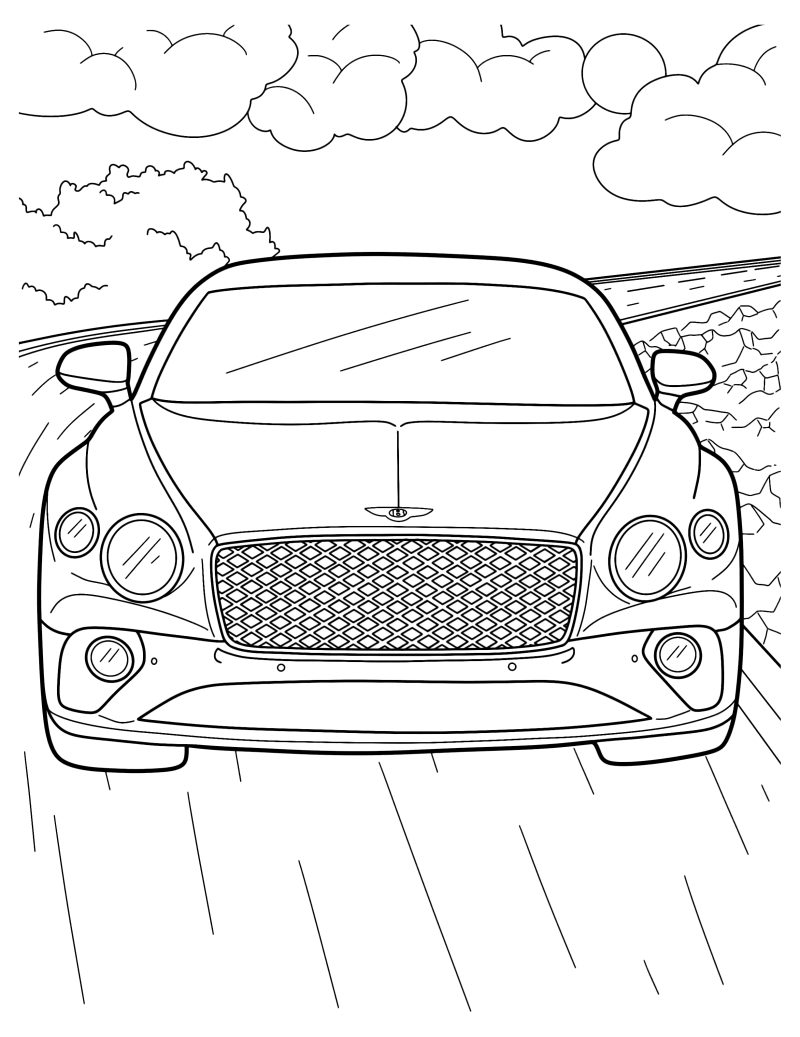 Раскраска - Легковые автомобили - Модель автомобиля Bentley