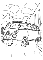 Раскраска - Легковые автомобили - Автомобиль VW Kombi