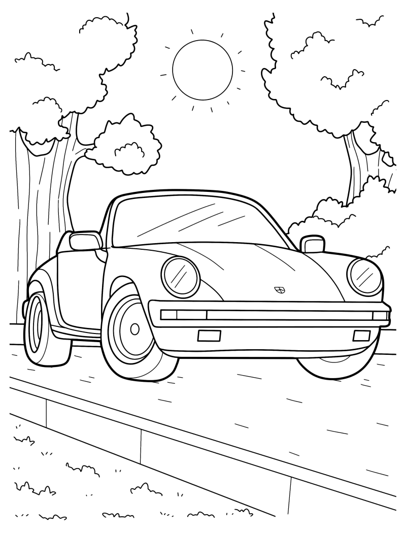 Раскраска - Легковые автомобили - Винтажный Porsche