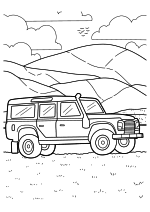 Раскраска - Легковые автомобили - Винтажный автомобиль Land Rover 4X4