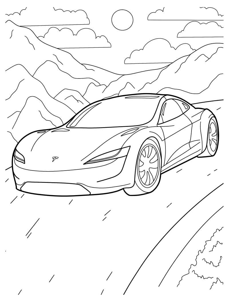 Раскраска - Легковые автомобили - Tesla Model S