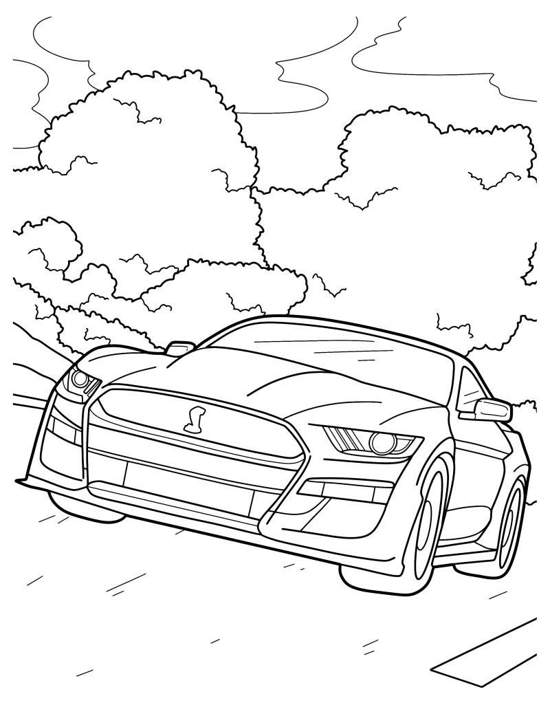 Раскраска - Легковые автомобили - Автомобиль Shelby GT500