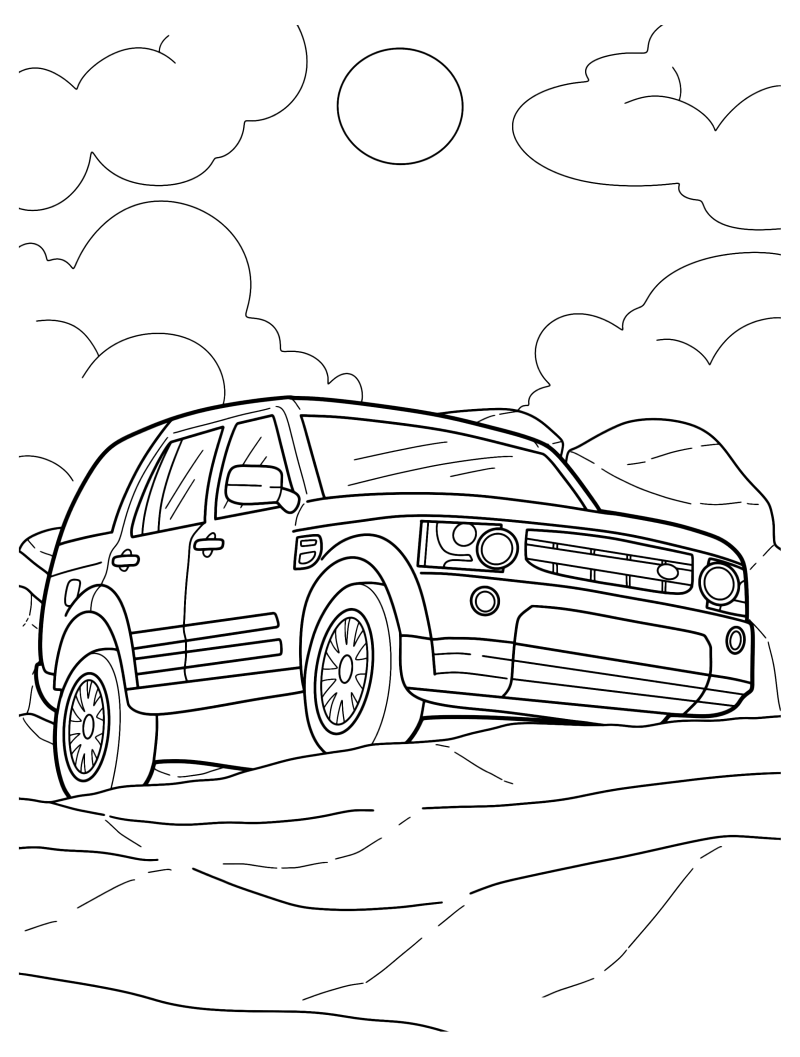 Раскраска - Легковые автомобили - Внедорожник Land Rover