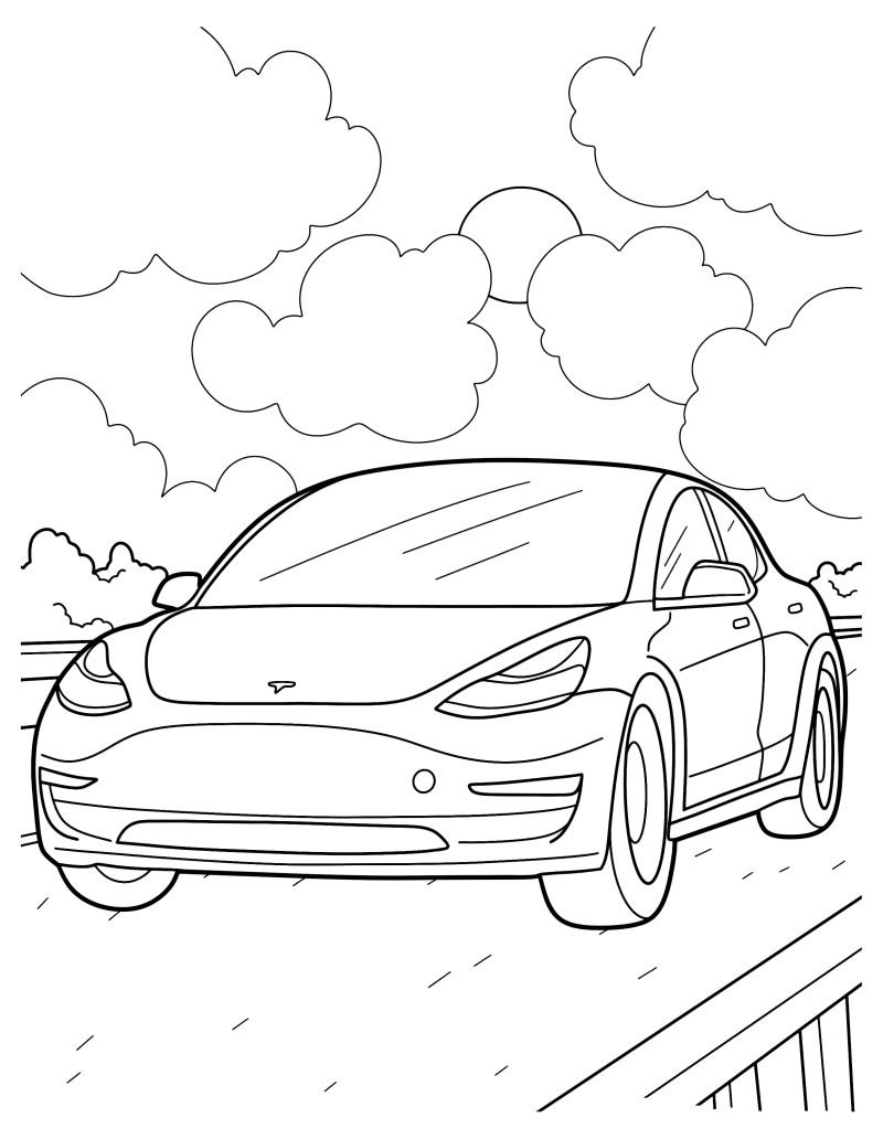 Раскраска - Легковые автомобили - Tesla Model Y