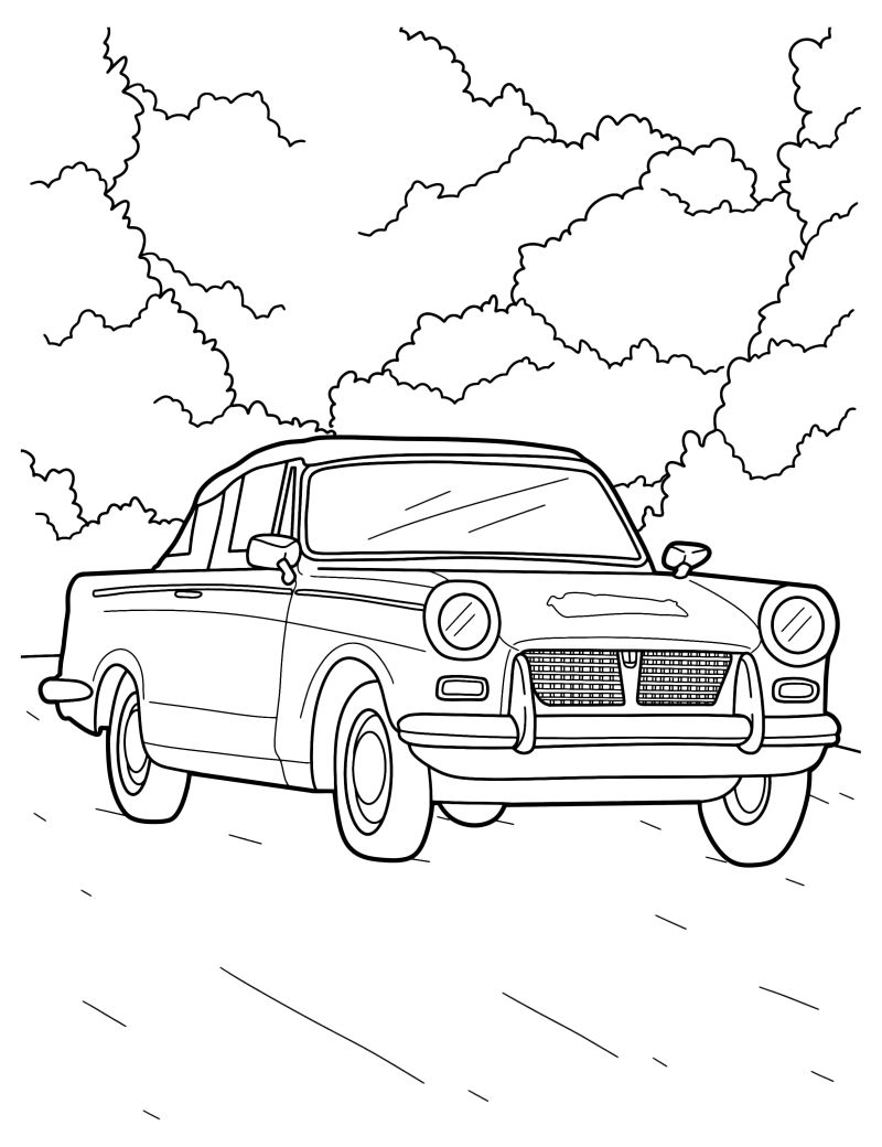 Раскраска - Легковые автомобили - Винтажный седан