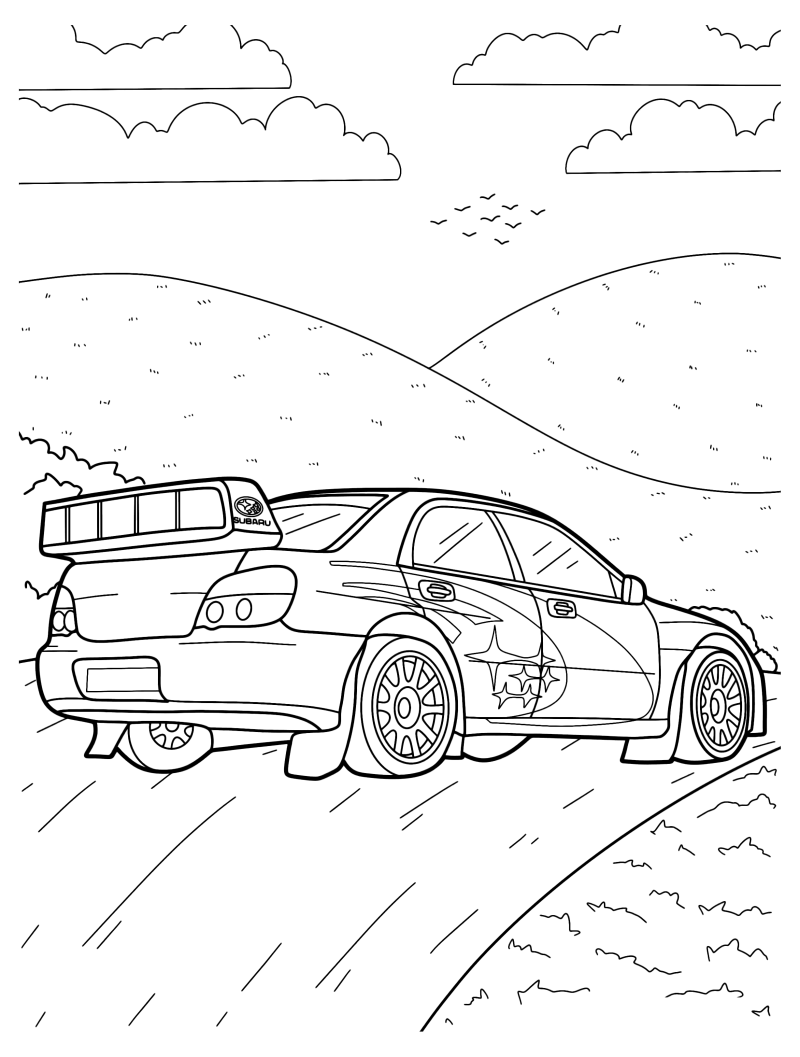 Раскраска - Легковые автомобили - Автомобиль Subaru WRX