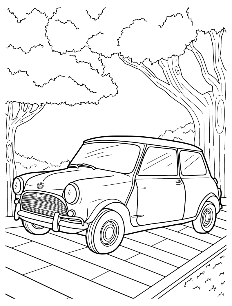 Раскраска - Легковые автомобили - Автомобиль Mini Cooper