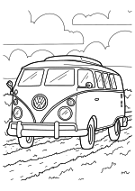 Раскраска - Легковые автомобили - Автобус VW Kombi