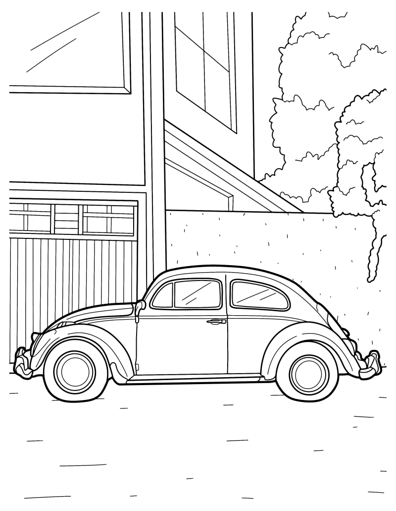 Раскраска - Легковые автомобили - Детализированный Volkswagen Beetle