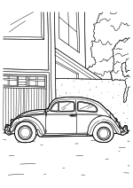 Раскраска - Легковые автомобили - Детализированный Volkswagen Beetle