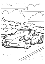 Раскраска - Легковые автомобили - Гоночный автомобиль Alfa Romeo