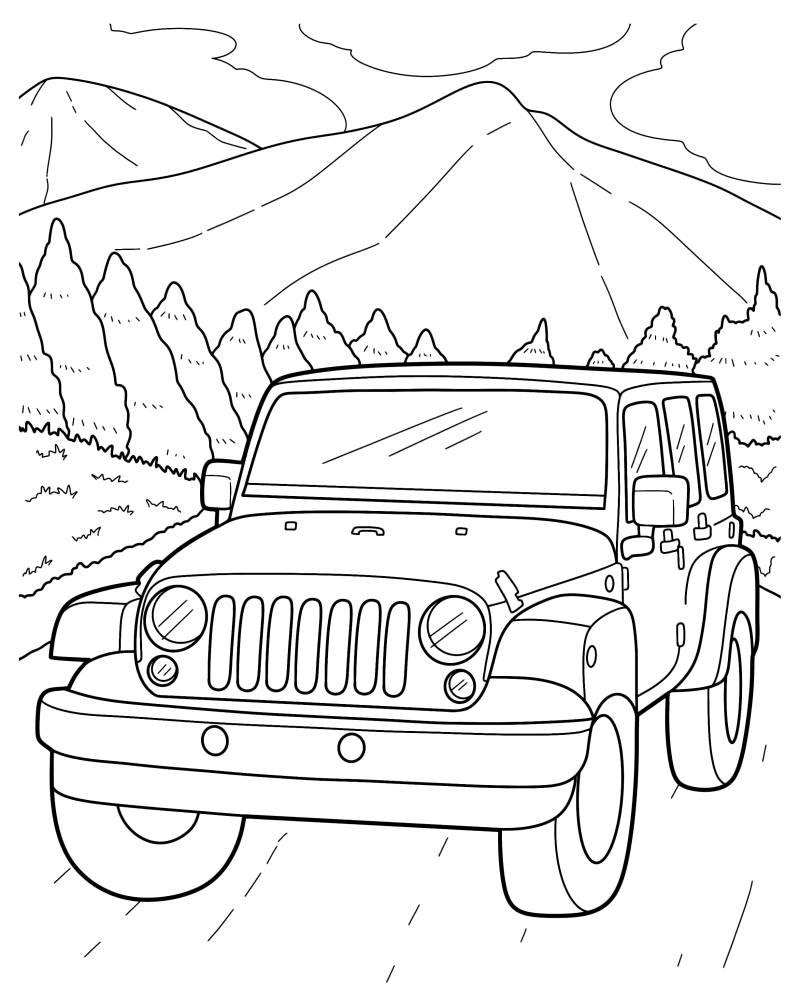 Раскраска - Легковые автомобили - Jeep Wrangler