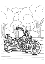 Раскраска - Мотоциклы - Мотоцикл Harley Davidson с пламенем