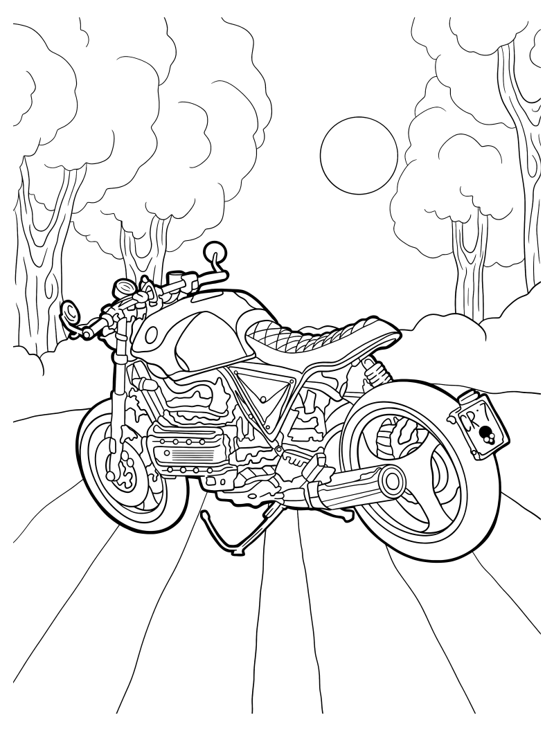 Раскраска - Мотоциклы - Мотоцикл Harley Davidson XLCR