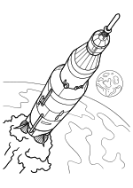 Раскраска - Ракеты - Ракета Сатурн-5 в космосе Раскраска - Ракеты - Ракета Сатурн-5 в космосе