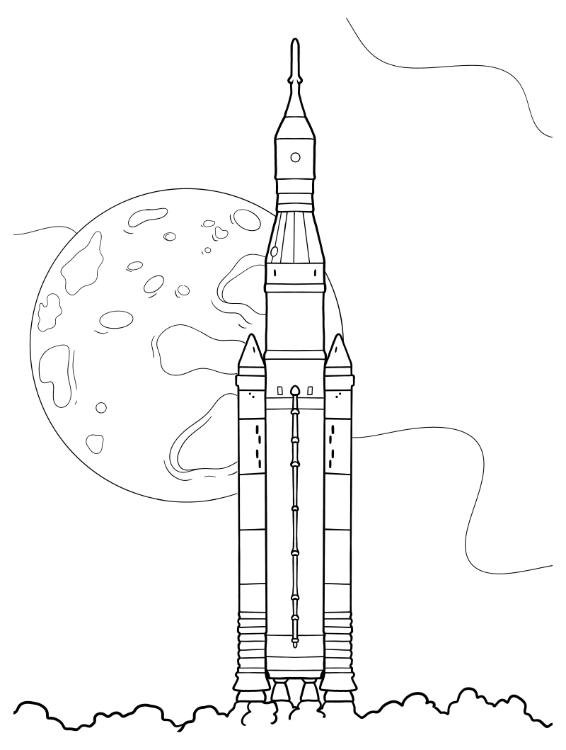 Раскраска - Ракеты - Ракета SLS Block 1 НАСА